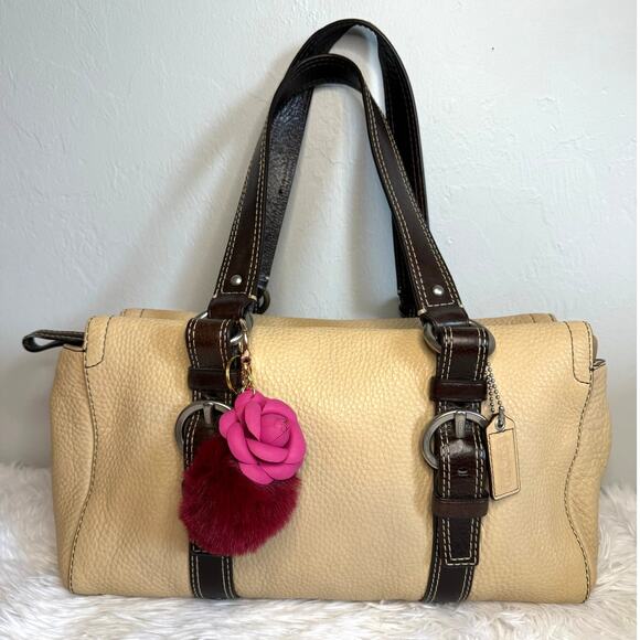COACH Chelsea Beige and Brown Pebbled Leather Shoulder Bag - Picture 1 of 10